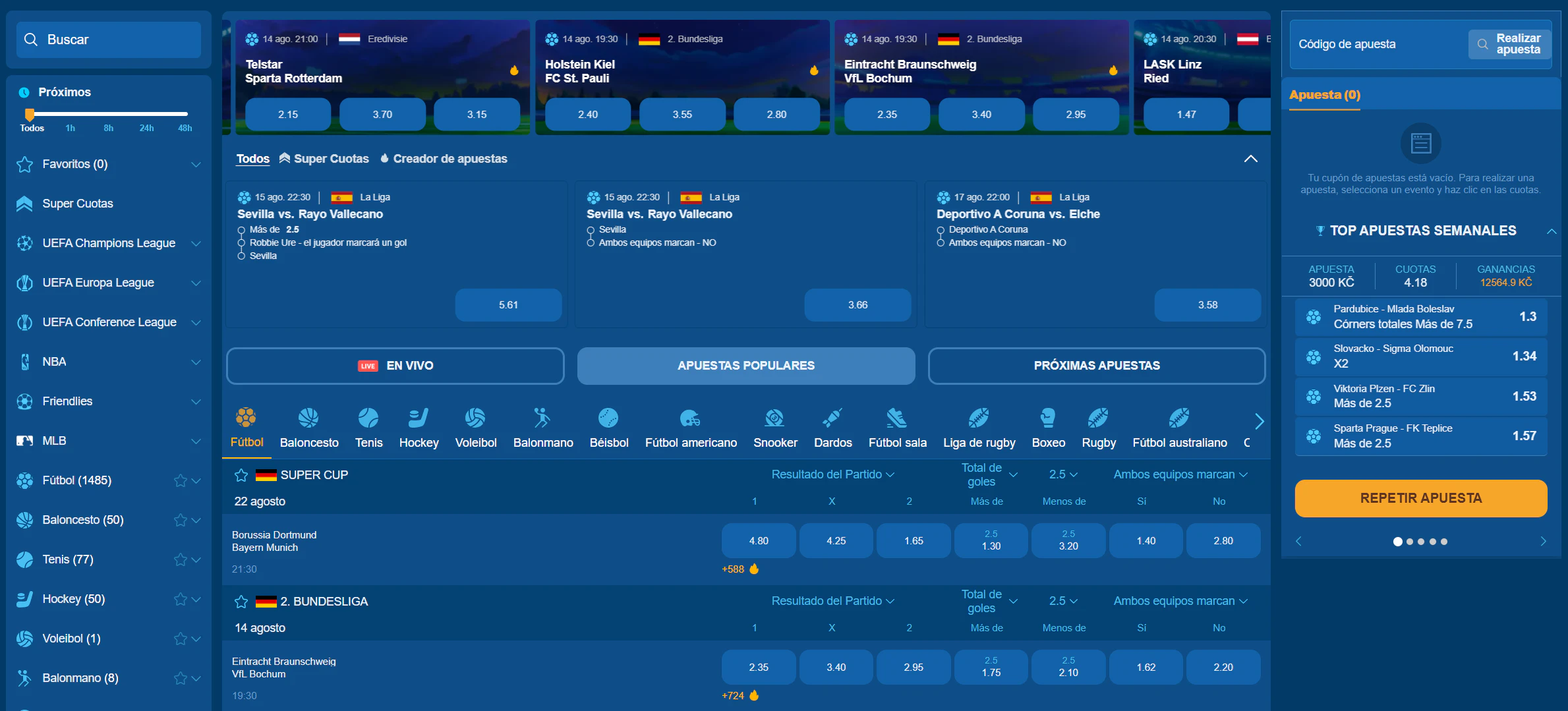 Apuestas deportivas y eSports en Winbay